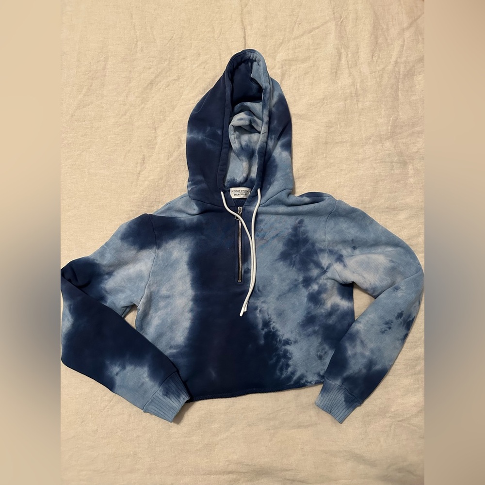 Cotton Citizen x Soulcycle - Brooklyn Crop Zip Hoodie in Blue Tie-Dye - Size M
